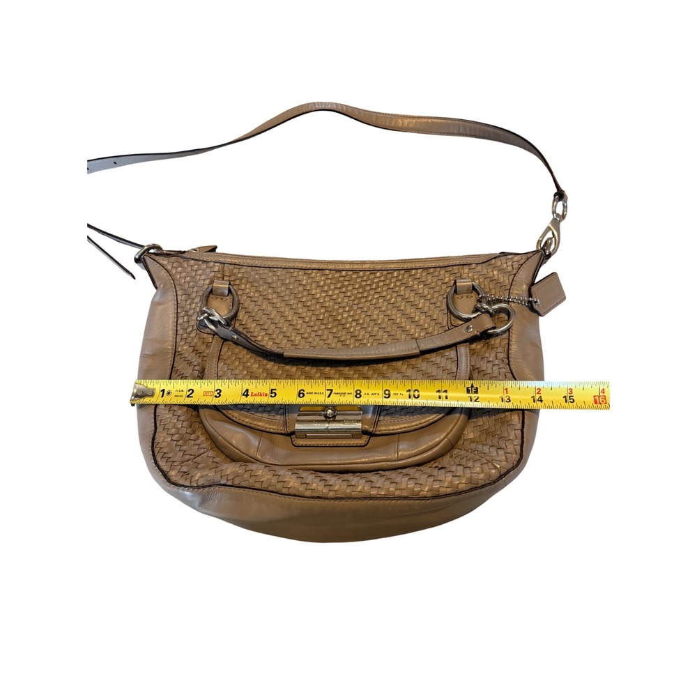 Coach Kristin Woven Leather Hobo Bag‎ Grey Taupe L1120-19312 Crossbody Handbag - Picture 7 of 12